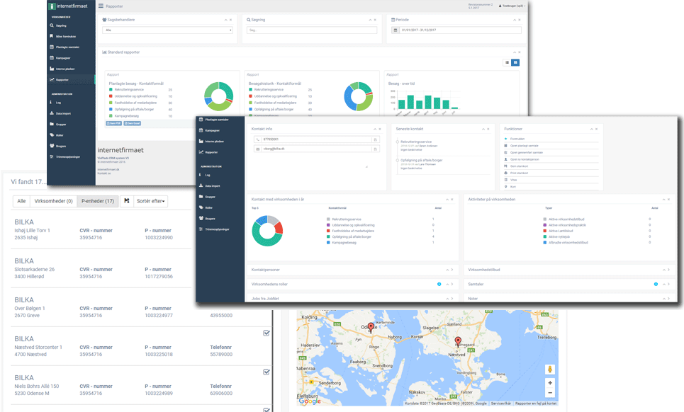 VisPlads CRM med detail viden om virksomheder og kontaktforløb